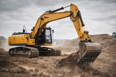 Bombas hidráulicas para excavadoras Excavadora de cadenas trabajando en obra para categoría de bombas hidráulicas para excavadoras