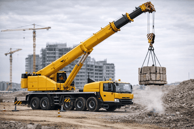 Bombas hidráulicas para grúas móviles Grúa móvil levantando una carga pesada en obra de construcción
