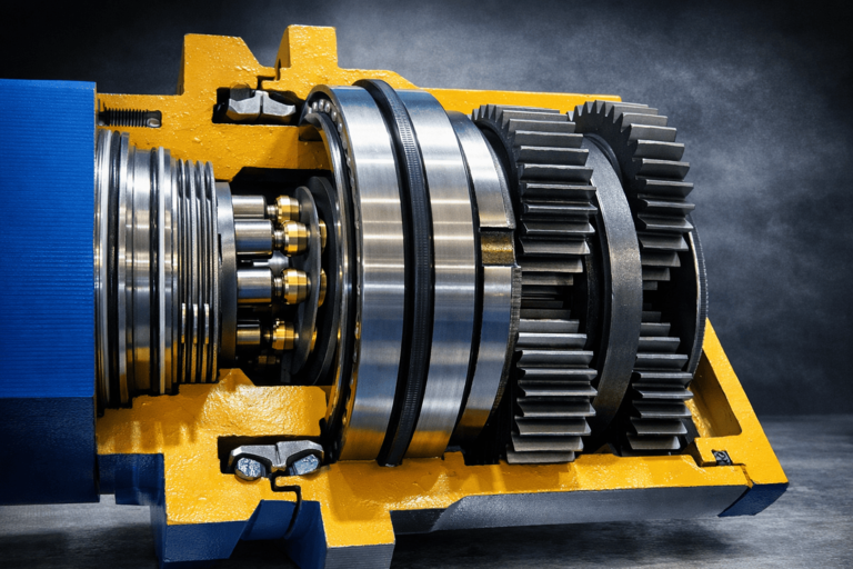 Estructura interna de transmisión Interior de transmisión industrial con engranajes y rodamientos